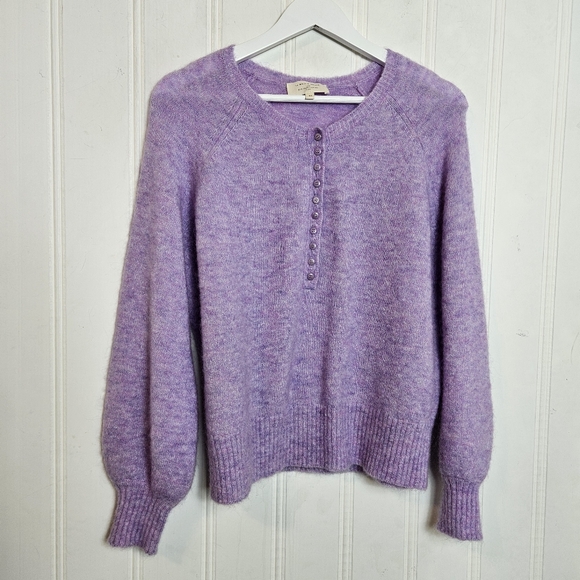 Sézane Léon Jumper Lilac Size XS Mohair Wool Balloon Sleeve Parisian Chic - Picture 2 of 13